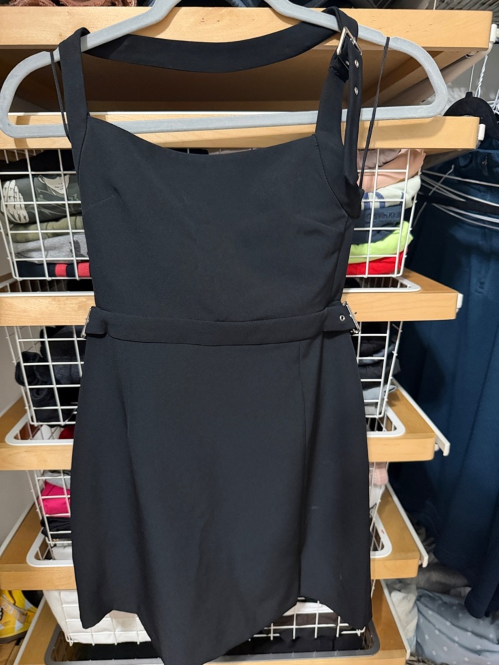 Zara Black Sleeveless Mini Dress with Belted Waist
